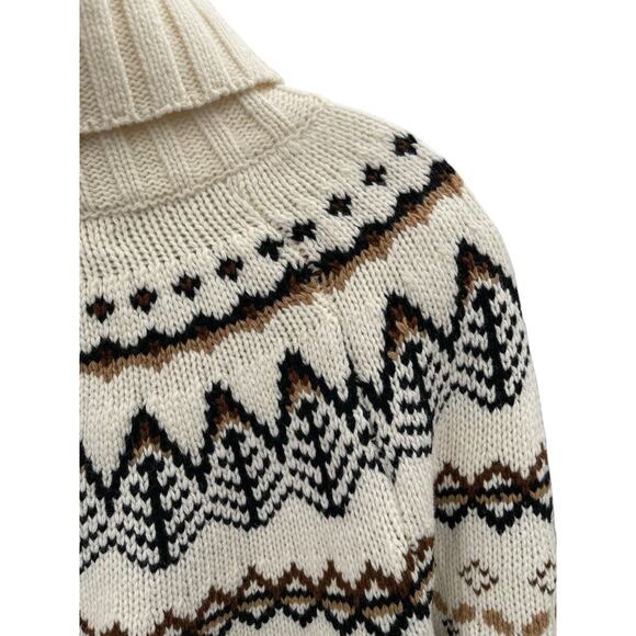 Barbour Mersea Fair Isle Sweater Turtleneck Wool Blend Women’s Size 4 - Picture 5 of 8
